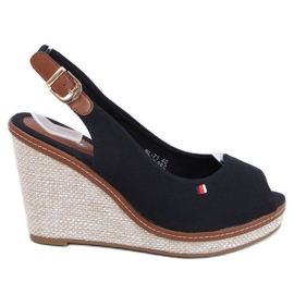 Black sandals on wedges BL-71 Black