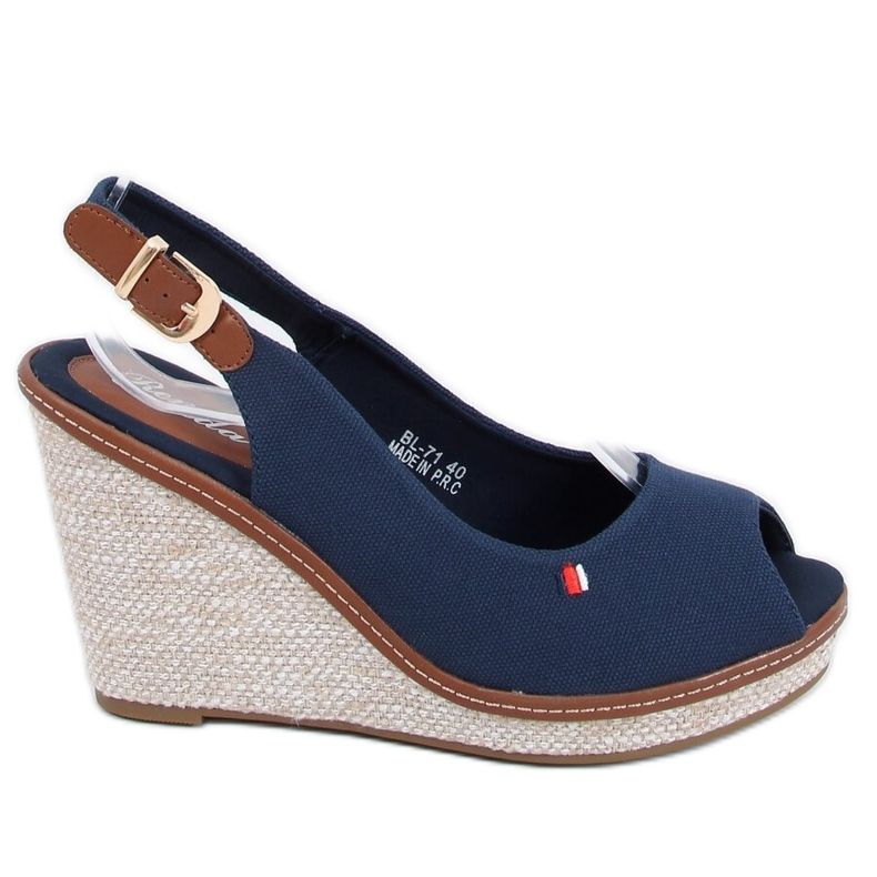 Wedge sandals BL-71 Navy navy blue