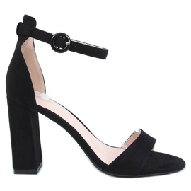 Black high-heeled sandals A12-06 Black