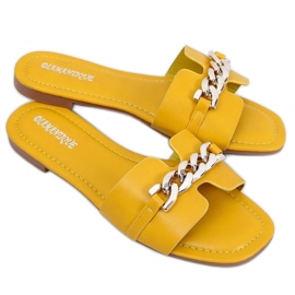 Yellow HY23-01 Yellow slippers with a chain