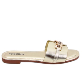 Golden HY23-01 Gold slippers with a chain