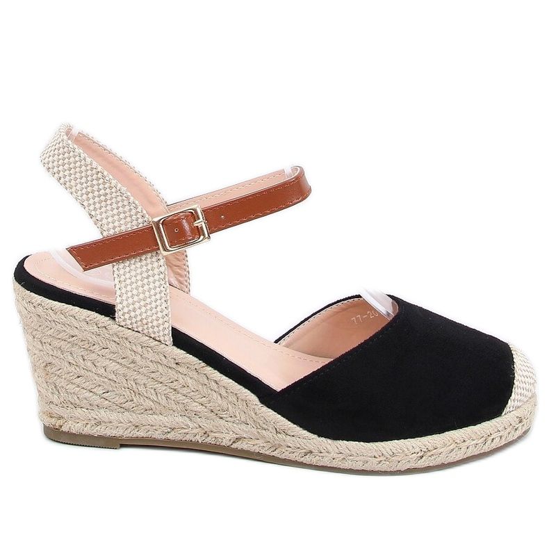 Black Espadrilles on wedges 77-206 Black beige brown Black Espadrilles on wedges 77-206 Black beige brown
