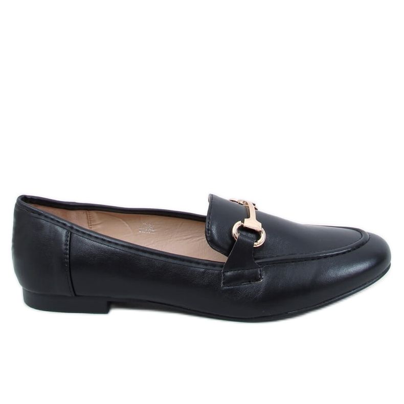 Black Women's black loafers T392 Black