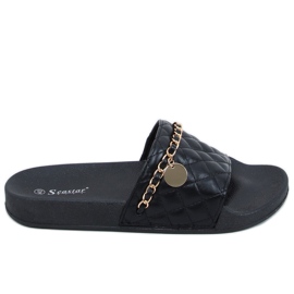 Black CK189P Black slippers golden Black CK189P Black slippers golden