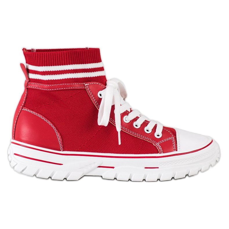 SHELOVET Fashionable Slip-On Sneakers white red