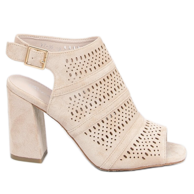Openwork beige high-heeled sandals YT-99 Beige
