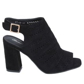 Black openwork high-heeled sandals YT-99 Black