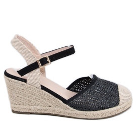 Black Espadrilles on a wedge heel DZ8006 Black beige