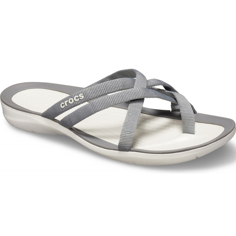 Crocs Women's Slippers Swiftwater Webbing Flip W Light Gray 205479 Oct. grey