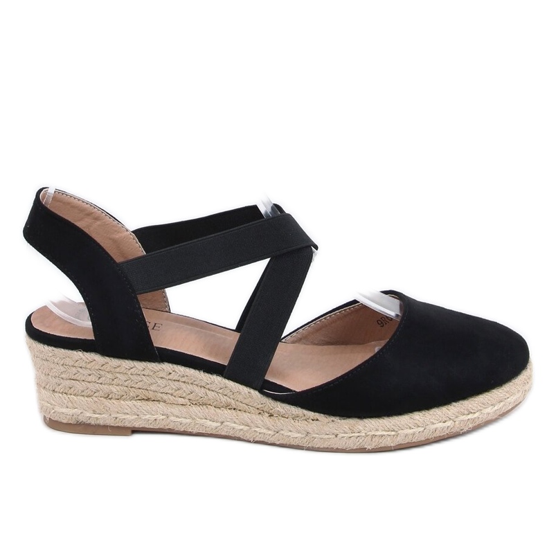 Black Espadrilles on a low wedge heel 9R65 Black