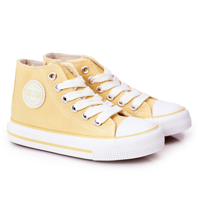 Children's High Sneakers With a zipper Big Star HH374138 Yellow Children's High Sneakers With a zipper Big Star HH374138 Yellow