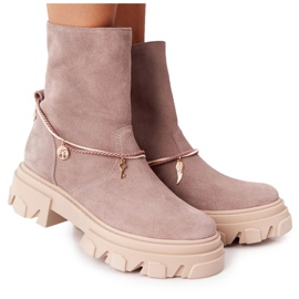 Suede Boots Workery Lewski Shoes 3006-0 Beige