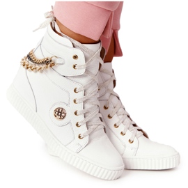 Leather Wedge Sneakers Lewski Shoes 3004-0 White