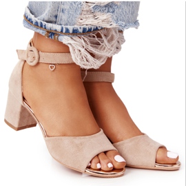 Suede High Heel Sandals Vinceza 21-20100 Beige