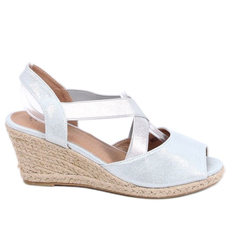 Silver sandals espadrilles on wedges silver 9R38 Silver