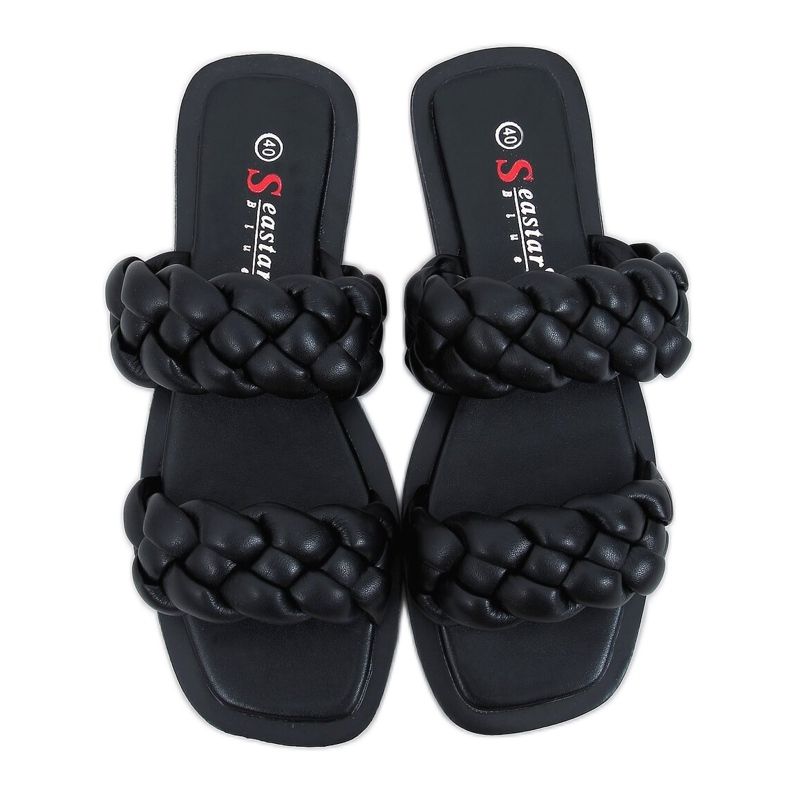 Black JH200 Black slippers with braided stripes