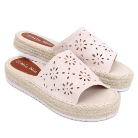 Beige openwork slippers espadrilles 99-62A Beige