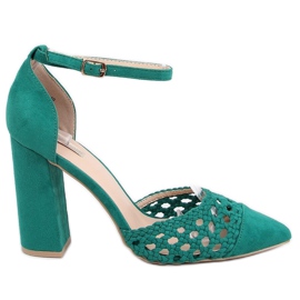 Pumps high heels exposed green 1JB-19228 Green