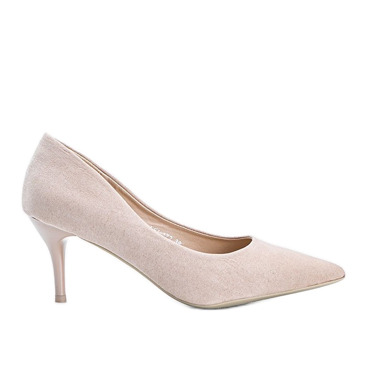 Pink pumps on a stiletto heel made of eco-suede Anissa beige