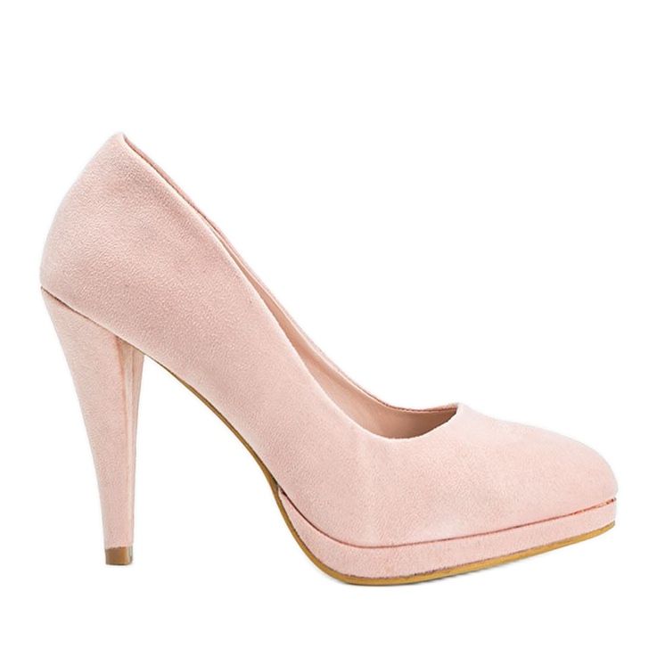 Pink eco-suede pumps on the Chana platform