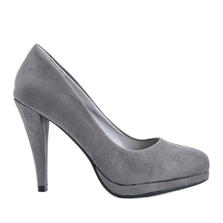 Gray eco-suede pumps on the Chana platform grey