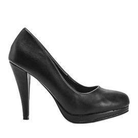 Black eco-leather pumps on the Liana platform Black eco-leather pumps on the Liana platform
