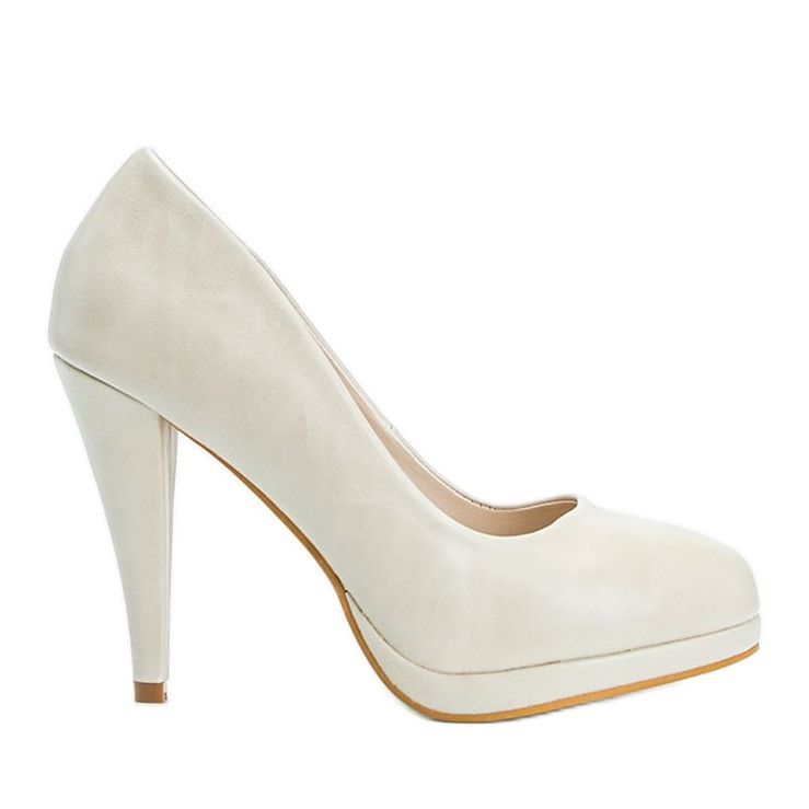 Beige eco-leather pumps on the Liana platform