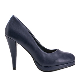 Navy blue eco-leather pumps on the Liana platform Navy blue eco-leather pumps on the Liana platform