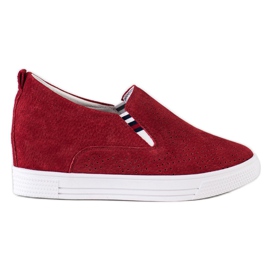 Filippo Leather Wedge Shoes red