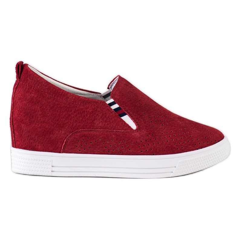 Filippo Leather Wedge Shoes red