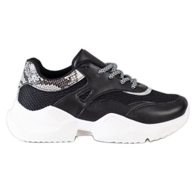SHELOVET Black Snake Print Sneakers SHELOVET Black Snake Print Sneakers
