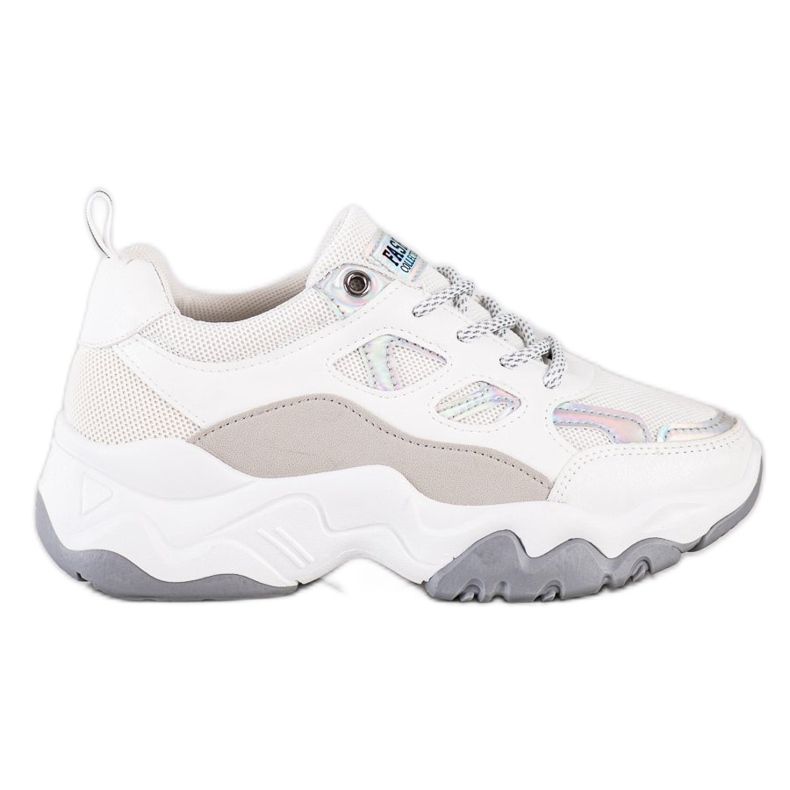 SHELOVET Fashion Lace-up Sneakers white grey SHELOVET Fashion Lace-up Sneakers white grey