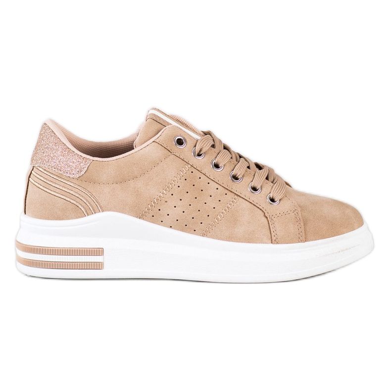 SHELOVET Eco Leather Sneakers beige golden SHELOVET Eco Leather Sneakers beige golden
