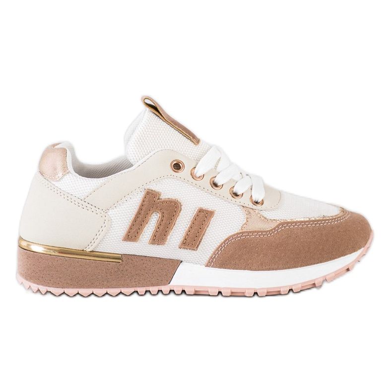 SHELOVET Sport Shoes With Mesh beige white golden