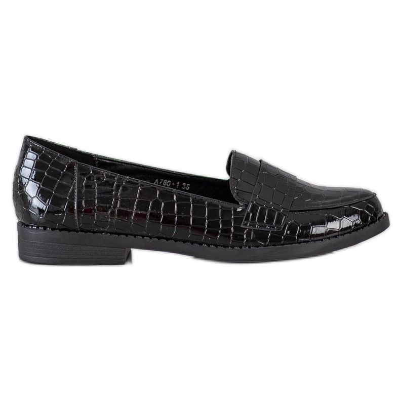 SHELOVET Black lacquered loafers