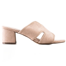 S. BARSKI Elegant Suede Slippers beige golden S. BARSKI Elegant Suede Slippers beige golden