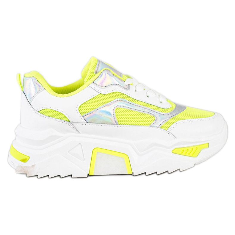 SHELOVET Sneakers On The Platform With Mesh white multicolored green