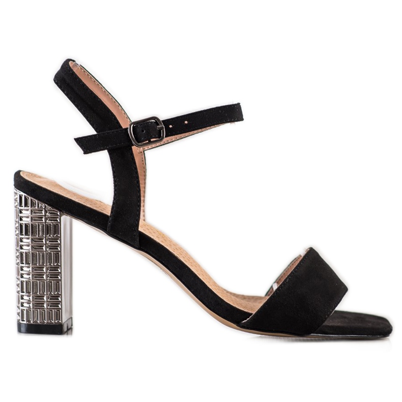 S. BARSKI Classic Sandals With Decorative Heel S.BARSKI black silver