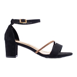 Goodin Elegant Sandals With Cubic Zirconia black Goodin Elegant Sandals With Cubic Zirconia black