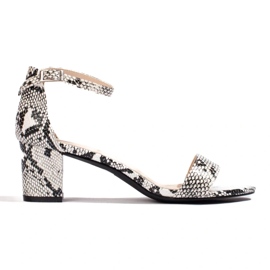 Goodin Snake Print Heel Sandals white Goodin Snake Print Heel Sandals white