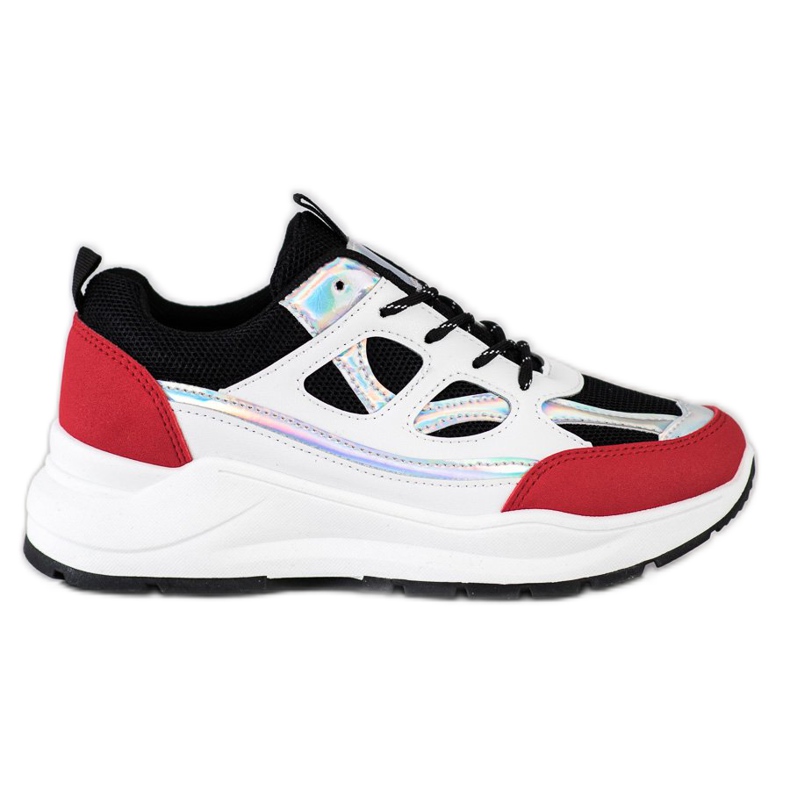 SHELOVET Stylish Sneakers white black red silver