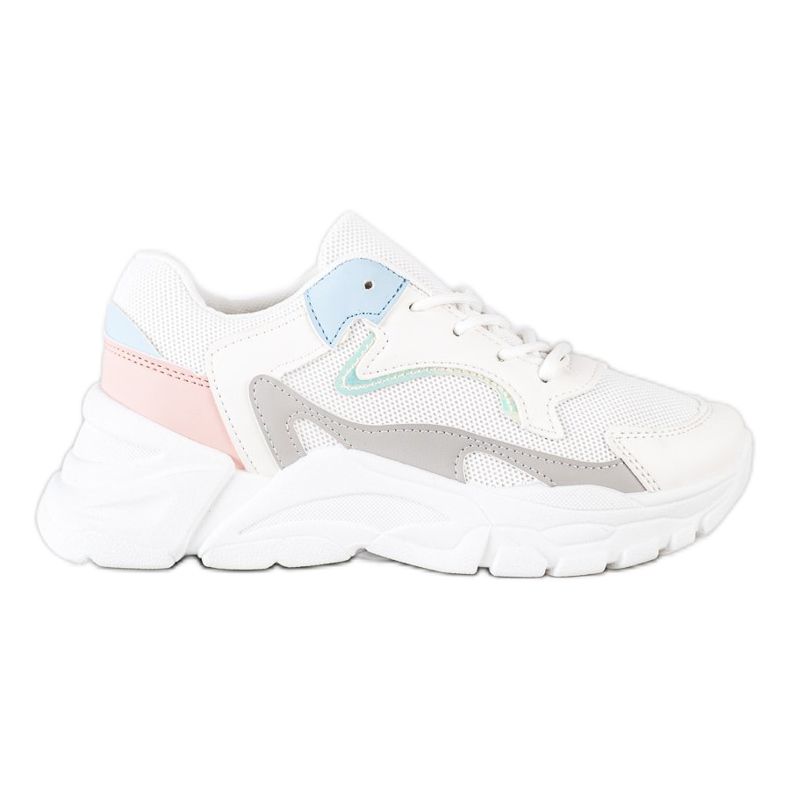SHELOVET Stylish Sneakers On The Platform white blue pink grey