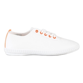 SHELOVET Light Sneakers With Eco Leather white orange SHELOVET Light Sneakers With Eco Leather white orange