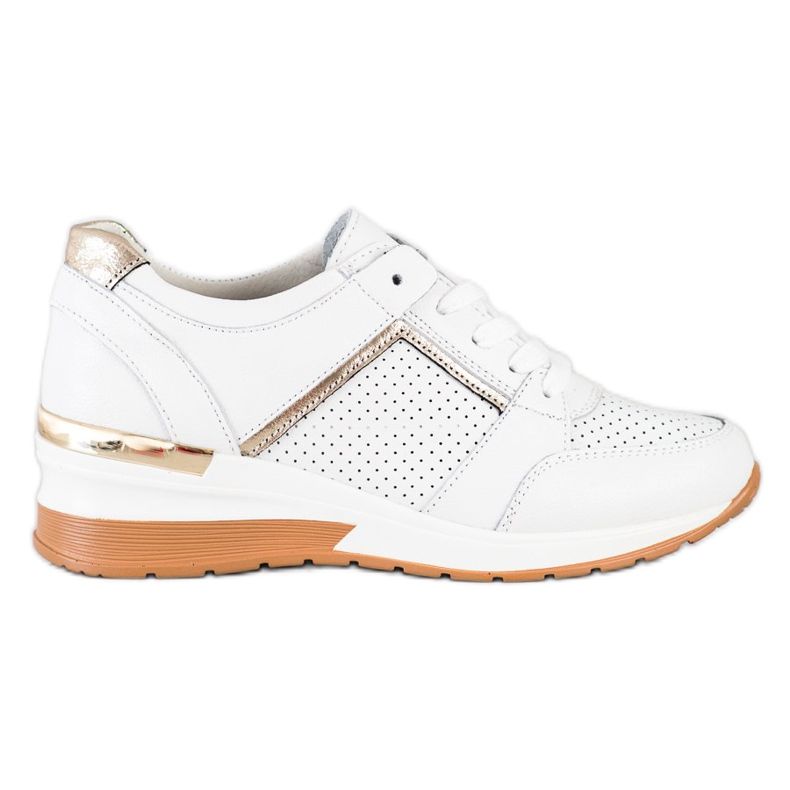 Goodin White Leather Sneakers golden