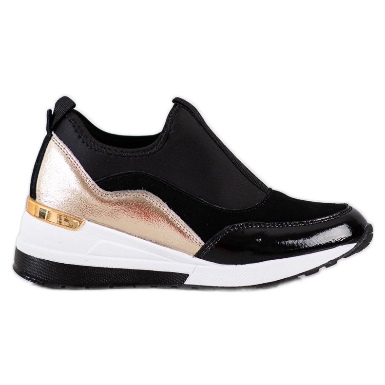 Goodin Leather Wedge Sneakers black golden