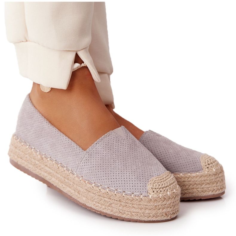 Espadrilles On The Straw Gray Highway Platform grey