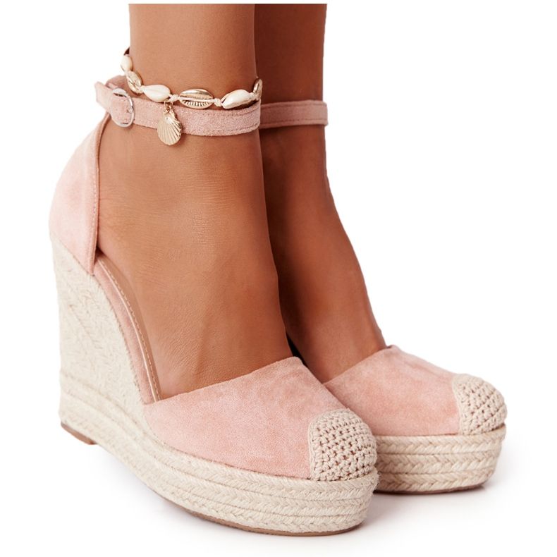 MSMG Wedge Sandals With Braids Light pink Avocado beige