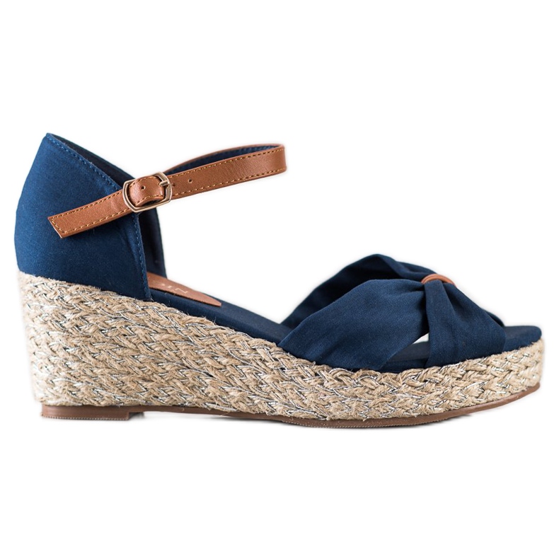 Goodin Textile Wedge Sandals navy blue