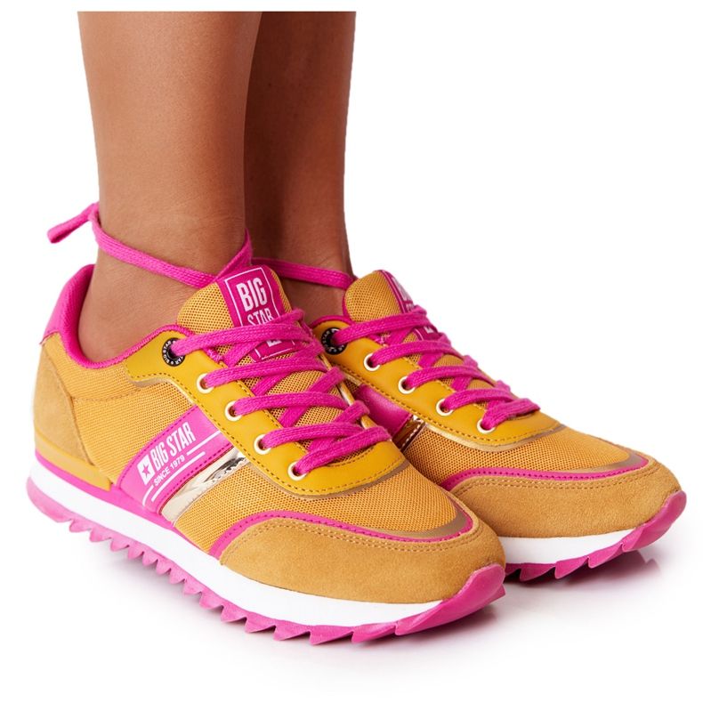 Women's Sport Shoes Memory Foam Big Star HH274273 Yellow pink Women's Sport Shoes Memory Foam Big Star HH274273 Yellow pink
