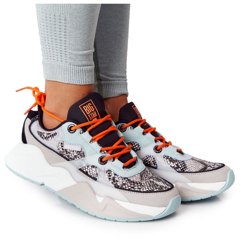 Women's Sport Shoes Memory Foam Big Star HH274324 Gray-Green orange Women's Sport Shoes Memory Foam Big Star HH274324 Gray-Green orange